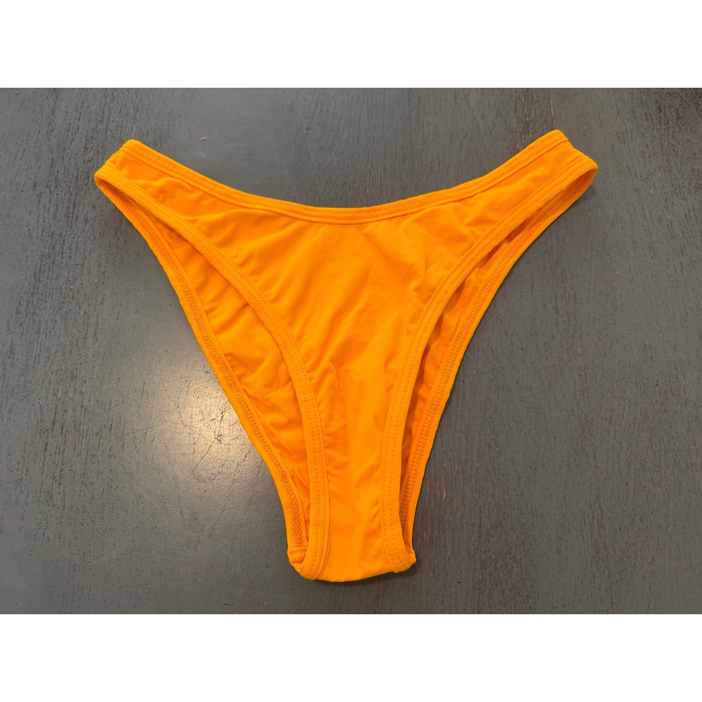 L*Space Bitsy Cut Bikini Bottoms Orange High Leg Cheeky Swim Small NWOT